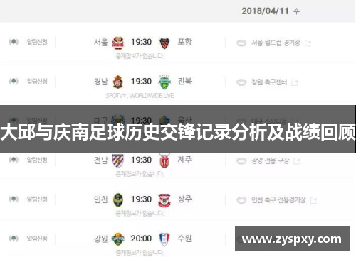 大邱与庆南足球历史交锋记录分析及战绩回顾